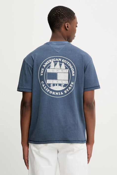 Tommy Jeans t-shirt bawełniany męski kolor niebieski z nadrukiem DM0DM22309