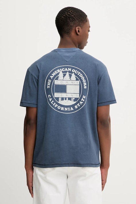 Tommy Jeans t-shirt bawełniany męski kolor niebieski z nadrukiem DM0DM22309