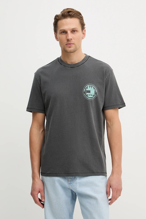 Pamučna majica Tommy Jeans boja: crna, s tiskom, DM0DM22309