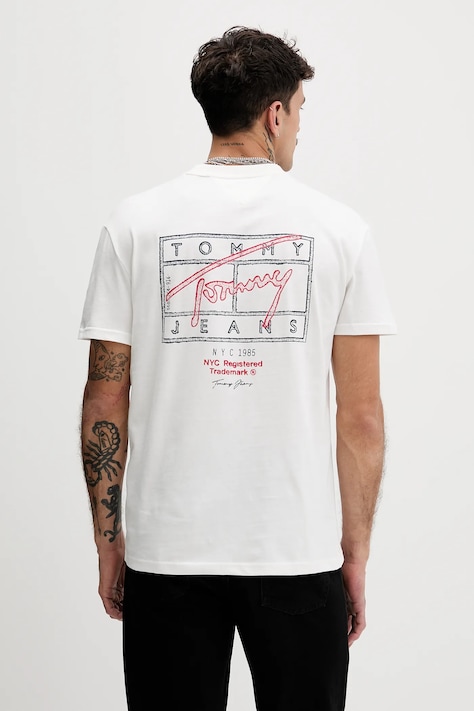 Tommy Jeans t-shirt bawełniany męski kolor biały z nadrukiem DM0DM22319
