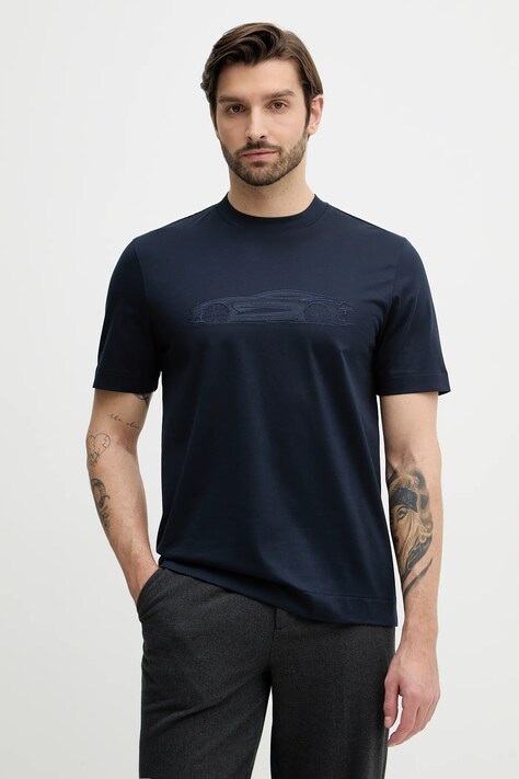 BOSS t-shirt bawełniany C-Taut 242_AM męski kolor granatowy z nadrukiem 50555828