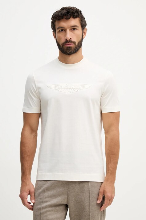 BOSS t-shirt bawełniany C-Thompson 243_AM męski kolor beżowy z aplikacją 50555843