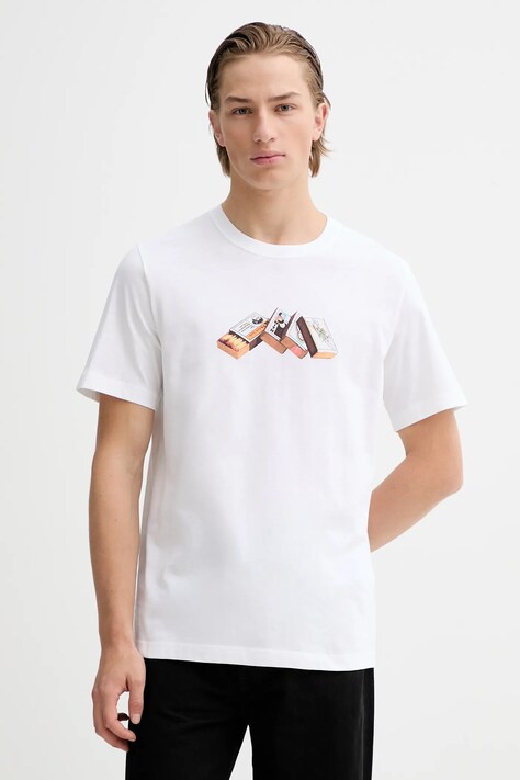 PS Paul Smith t-shirt bawełniany męski kolor biały z nadrukiem M2R-011R-VP5616
