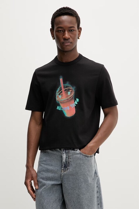 PS Paul Smith t-shirt męski bawełniany czarny M2R-220X-VP5758