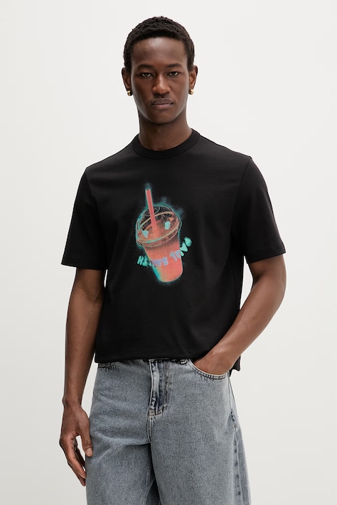 PS Paul Smith t-shirt męski bawełniany czarny M2R-220X-VP5758