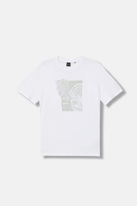 BOSS Orange t-shirt bawełniany Te_Imprint męski kolor biały z nadrukiem 50556007