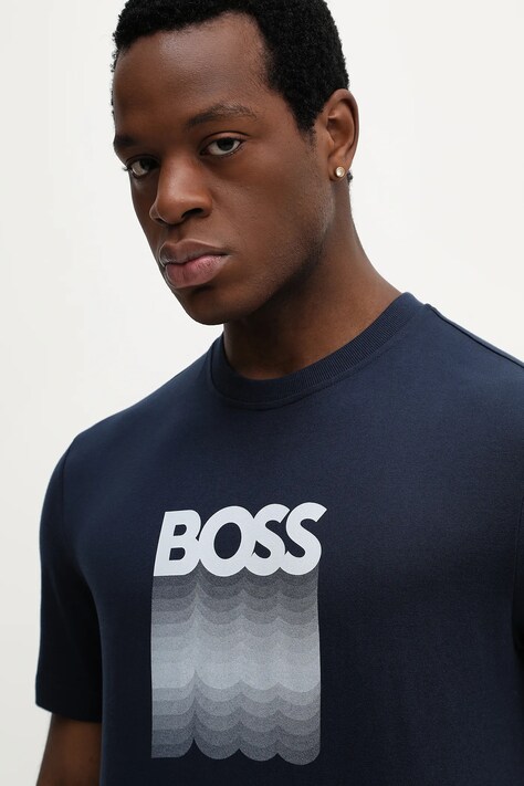 Бавовняна футболка BOSS Orange Te_Insignia — SS26-TSM03N, блакитний — фото 4