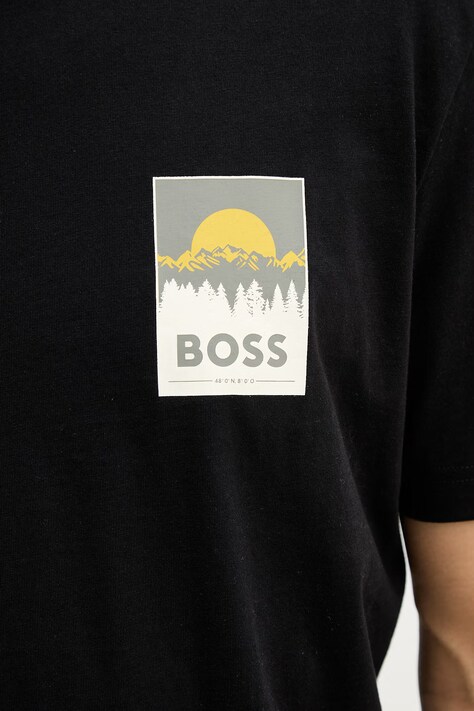 Бавовняна футболка BOSS Orange Te_Plain — SS26-TSM03P, чорний — фото 5