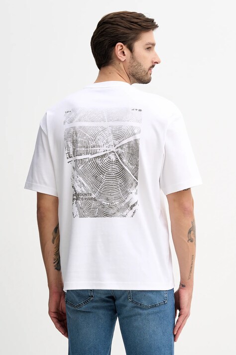 BOSS Orange t-shirt bawełniany męski kolor biały z nadrukiem 50556032