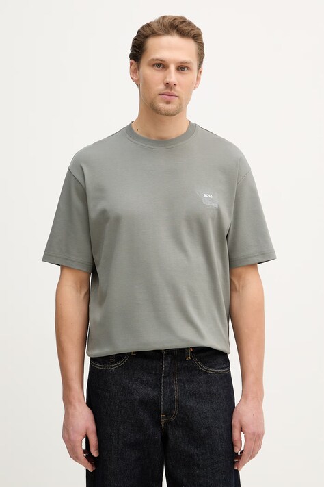 BOSS Orange t-shirt bawełniany Te_Citylights męski kolor szary z nadrukiem 50556032