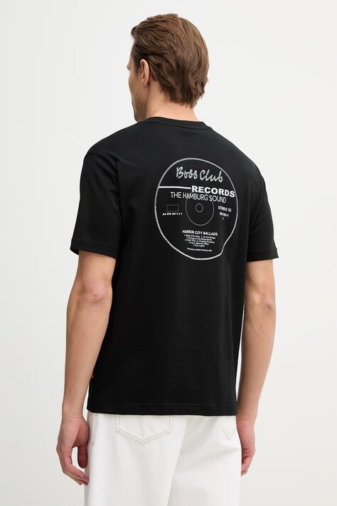 BOSS Orange t-shirt bawełniany Te_BossClub męski kolor czarny z nadrukiem 50556033