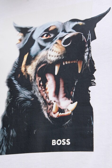 Бавовняна футболка BOSS Orange Te_Dobermann — SS26-TSM03U, білий — фото 5