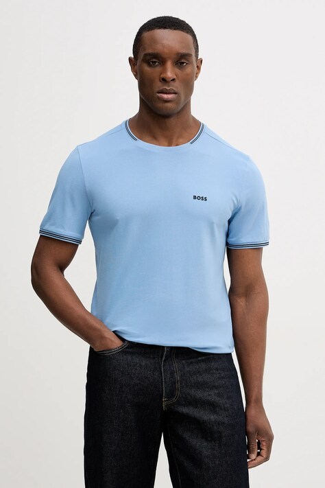 BOSS Green t-shirt Taul męski kolor niebieski gładki 50521245