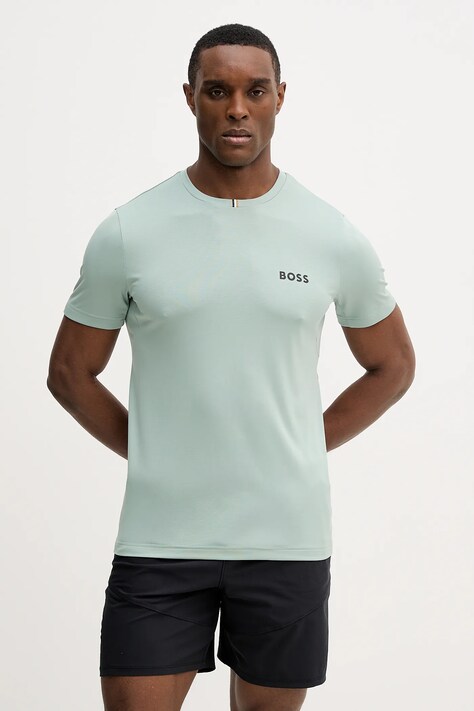 BOSS Green t-shirt TS_TOC Spin Training męski kolor zielony z nadrukiem 50554543