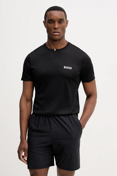 BOSS Green t-shirt TS_TOC Spin Training męski kolor czarny z nadrukiem 50554543