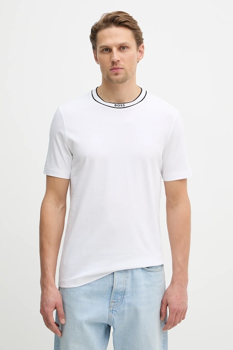 BOSS Green t-shirt bawełniany Tee 5 męski kolor biały gładki 50554862