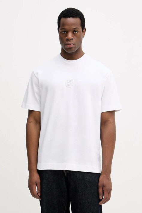 BOSS t-shirt bawełniany męski kolor biały z aplikacją 50555106