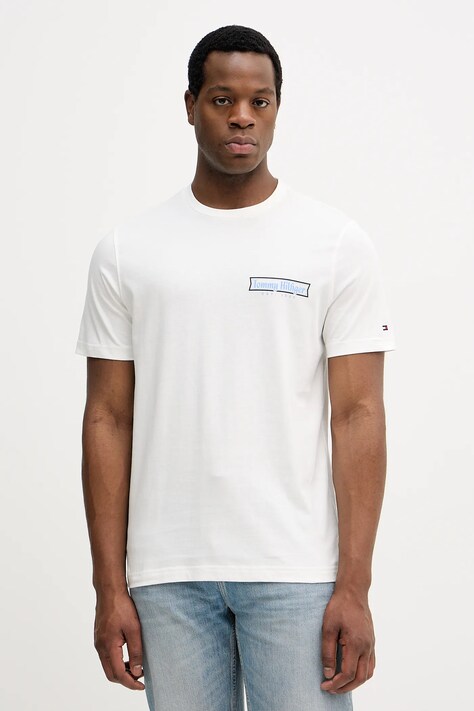 Tommy Hilfiger t-shirt bawełniany męski kolor biały z nadrukiem MW0MW41465