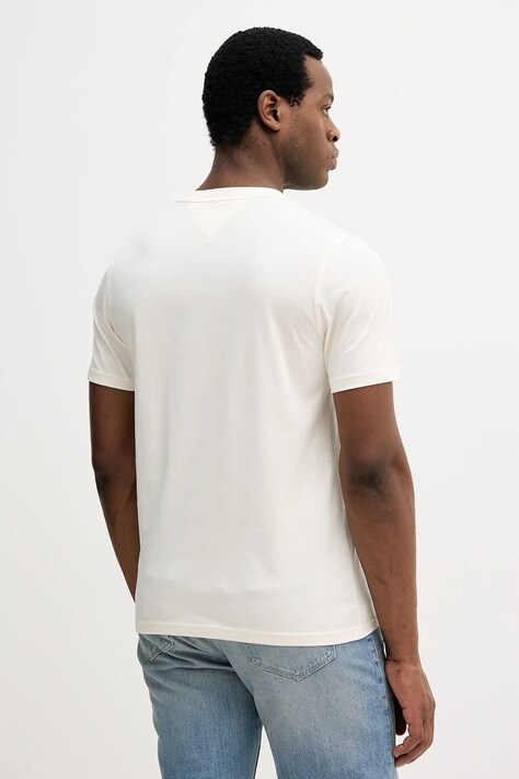 Tommy Hilfiger t-shirt bawełniany męski kolor beżowy z nadrukiem MW0MW41471