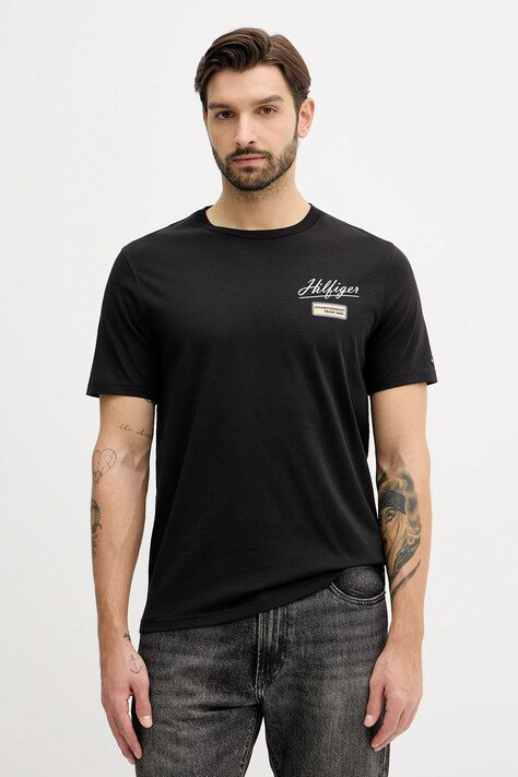 Tommy Hilfiger t-shirt bawełniany męski kolor czarny z nadrukiem MW0MW41471