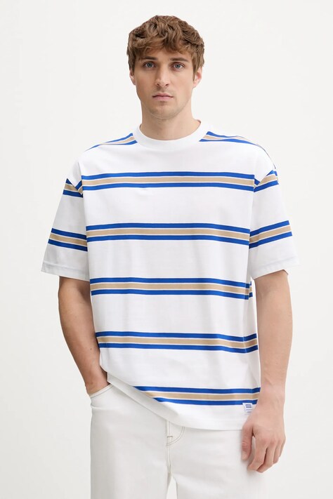 Hugo Blue t-shirt bawełniany Nolisto męski kolor biały wzorzysty 50553511