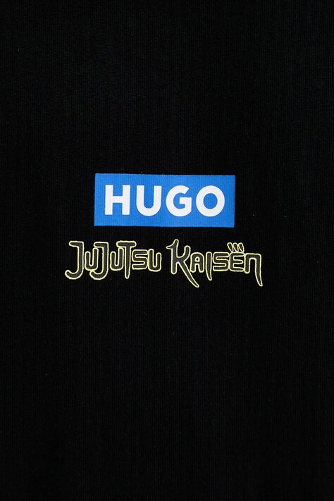 Бавовняний лонгслів Hugo Blue HUGO x Jujutsu Kaisen — SS26-TSM051, чорний — фото 5
