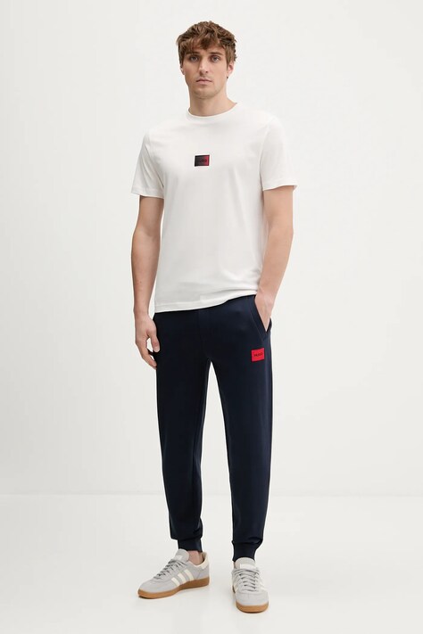 HUGO t-shirt bawełniany Danotie męski kolor beżowy z nadrukiem 50553124