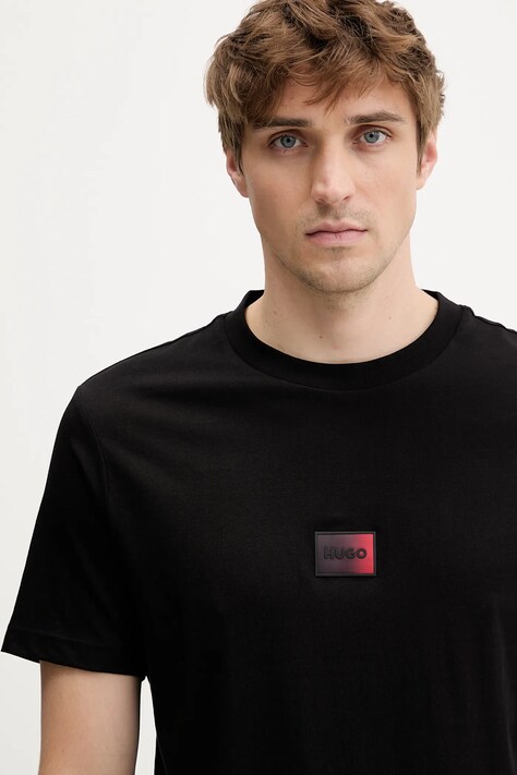 HUGO t-shirt bawełniany Danotie męski kolor czarny z nadrukiem 50553124