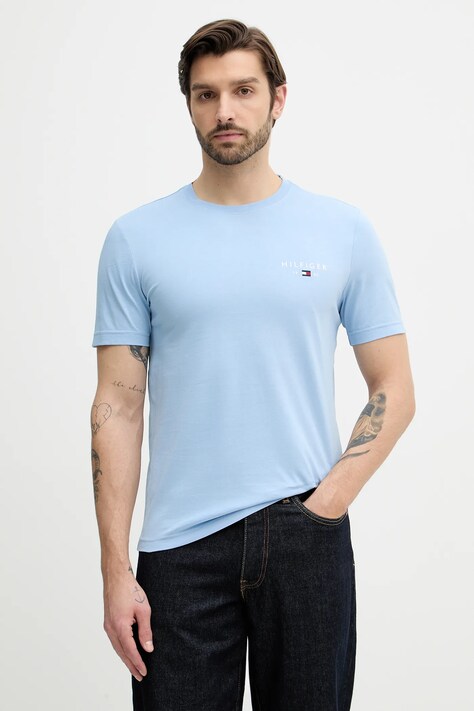 Tommy Hilfiger t-shirt męski kolor niebieski z nadrukiem MW0MW41456