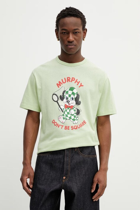 Kenzo t-shirt bawełniany męski kolor zielony z nadrukiem FG55TS2094SK