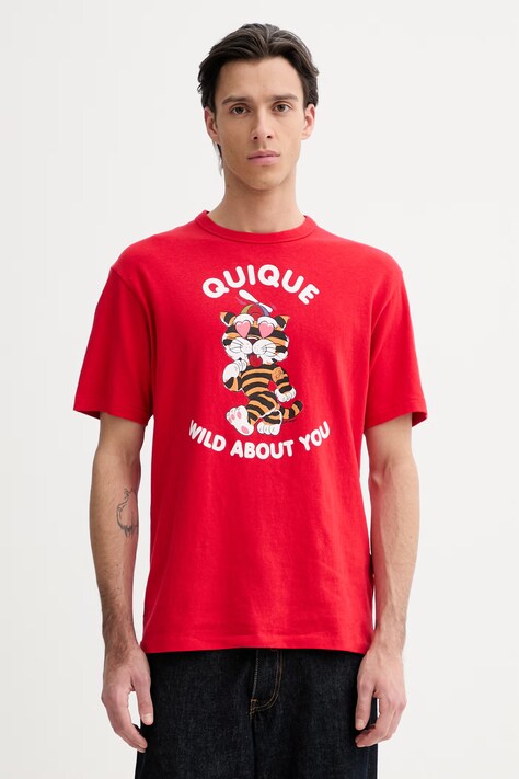 Kenzo t-shirt bawełniany męski kolor czerwony z nadrukiem FG55TS2124SK