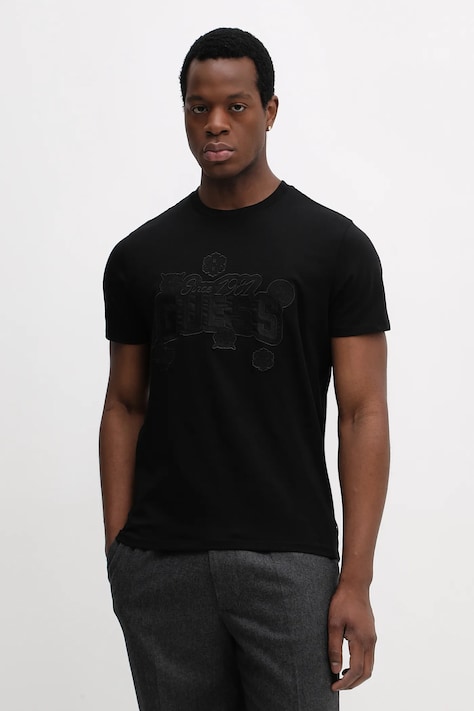 Bavlněné tričko Guess pánské, černá barva, s aplikací, M6RI04 I3Z14