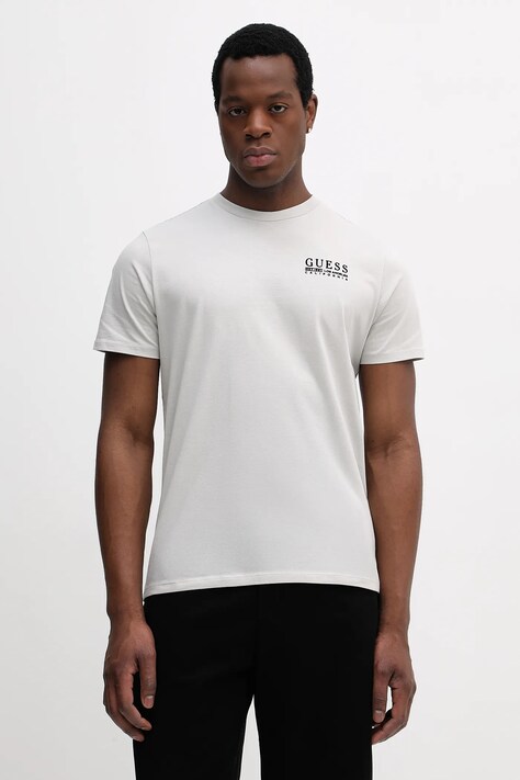 Bavlněné tričko Guess pánské, šedá barva, M6RI05 KBW41