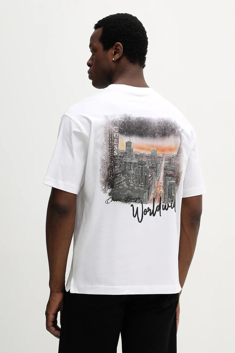 Guess t-shirt bawełniany męski kolor biały z nadrukiem M6RI14 I3Z14