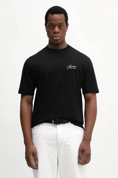 Guess t-shirt bawełniany męski kolor czarny z nadrukiem M6RI14 I3Z14