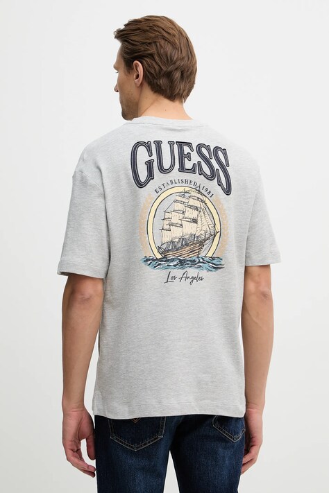 Guess t-shirt bawełniany męski kolor szary z nadrukiem M6RI27 KD241
