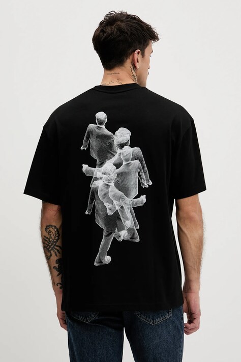 Βαμβακερό μπλουζάκι HUGO ανδρικό, χρώμα: μαύρο, 50553337