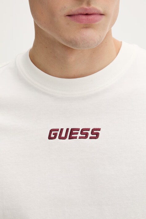 Guess t-shirt bawełniany COCHISE męski kolor beżowy z aplikacją Z6RI00 I3Z14