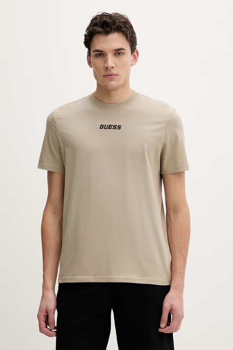 Guess t-shirt bawełniany COCHISE męski kolor beżowy z aplikacją Z6RI00 I3Z14