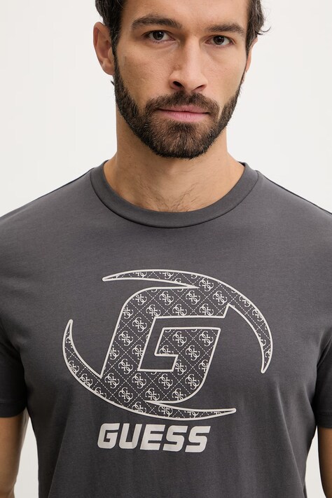 Бавовняна футболка Guess KELE — SS26-TSM06W, сірий — фото 4