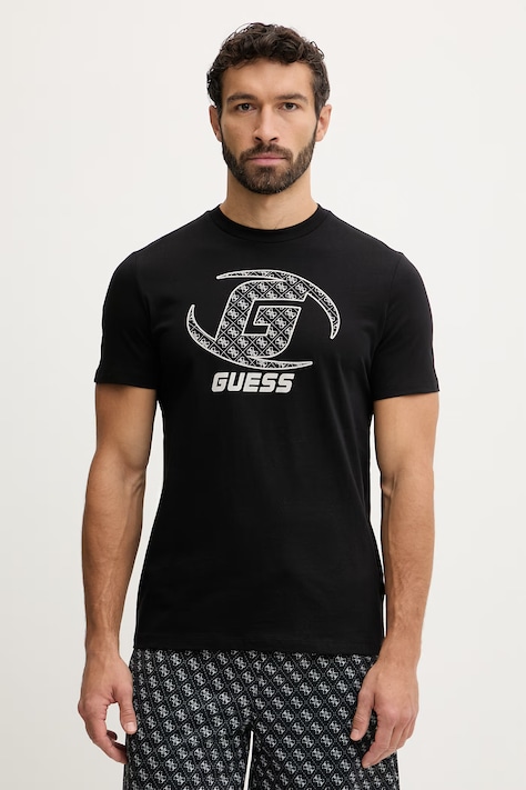 Guess t-shirt bawełniany KELE męski kolor czarny z nadrukiem Z6RI06 I3Z14