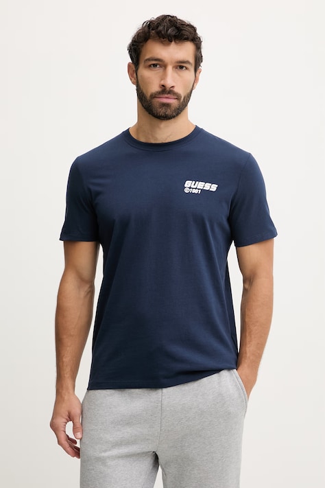 Guess t-shirt bawełniany LAURO męski kolor granatowy z nadrukiem Z6RI12 I3Z14