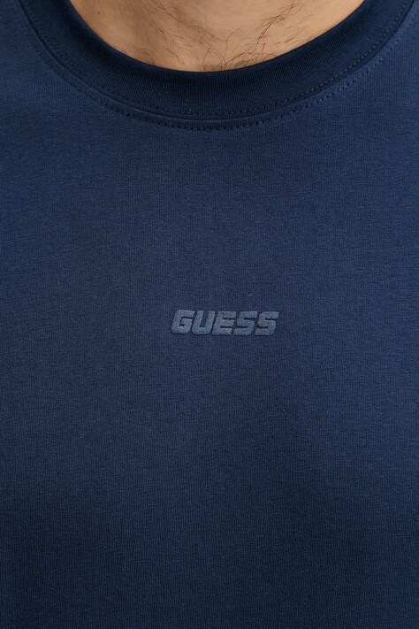 Бавовняна футболка Guess GIANO — SS26-TSM072, темно-синій — фото 5