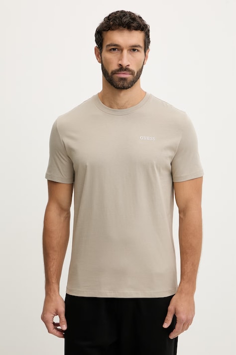 Guess t-shirt bawełniany MARZIO męski kolor beżowy z nadrukiem Z6RI17 I3Z14