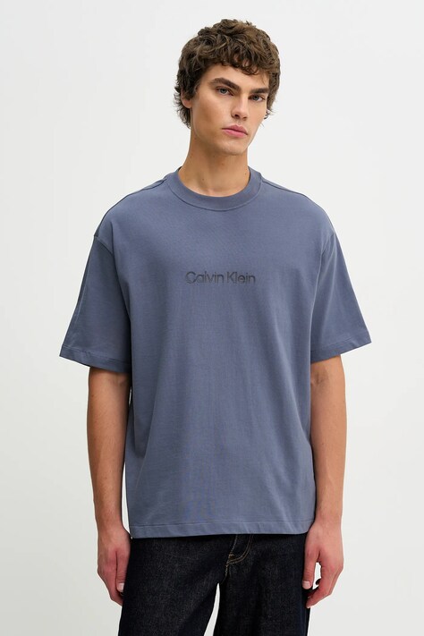 Calvin Klein t-shirt bawełniany męski kolor granatowy z nadrukiem LV040HM228