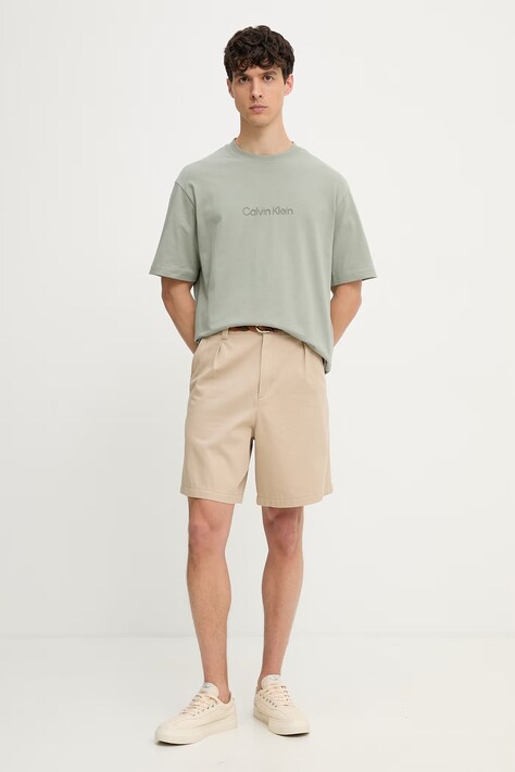 Calvin Klein T-shirt męski bawełniany zielony LV040HM228