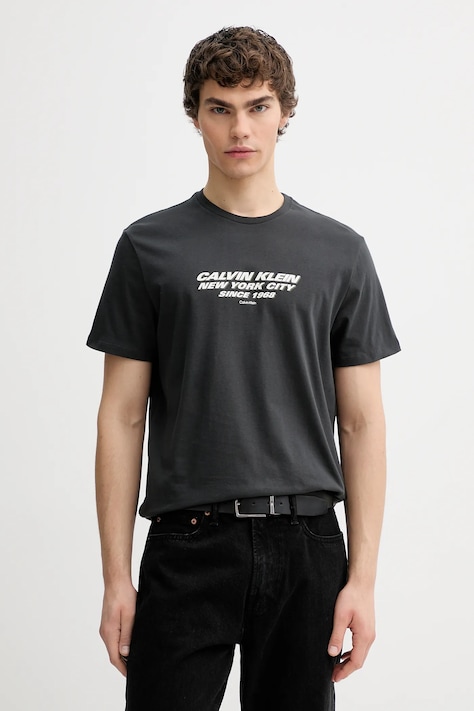 Calvin Klein t-shirt bawełniany męski kolor czarny z nadrukiem LV04RE834G