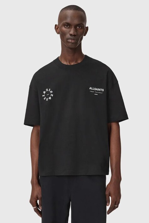 AllSaints t-shirt bawełniany męski kolor czarny z nadrukiem M042PD