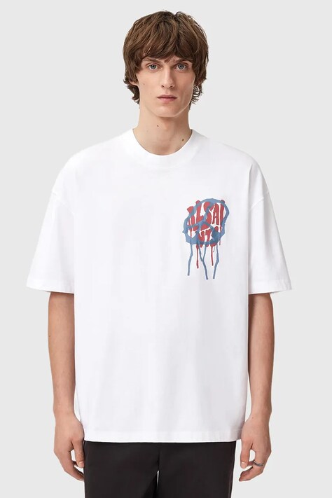 AllSaints t-shirt bawełniany męski kolor biały z nadrukiem M035PD