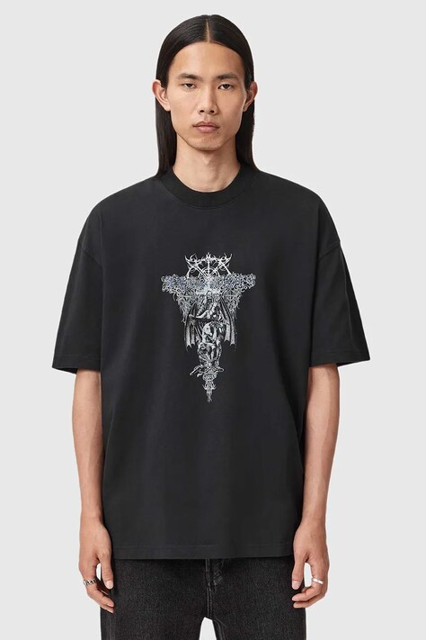 AllSaints t-shirt bawełniany męski kolor czarny z nadrukiem M030PD